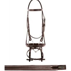 Bridon cuir muserolle combinée surpiqûres Equestro