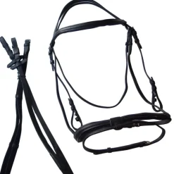 Bridon cuir muserolle combinée cheval de trait - Cavalhorse