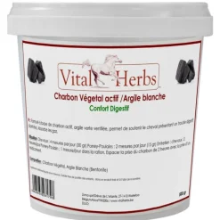 Charbon végétal actif Argile blanche digestion cheval 500g - Vital Herbs