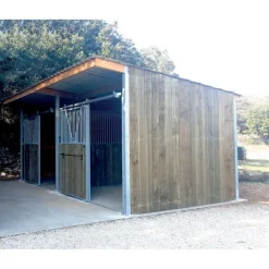 Extension abri de prairie chevaux simple pente 3 x 3 m - La Gée