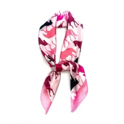 Foulard soie synthétique déco chevaux au pas