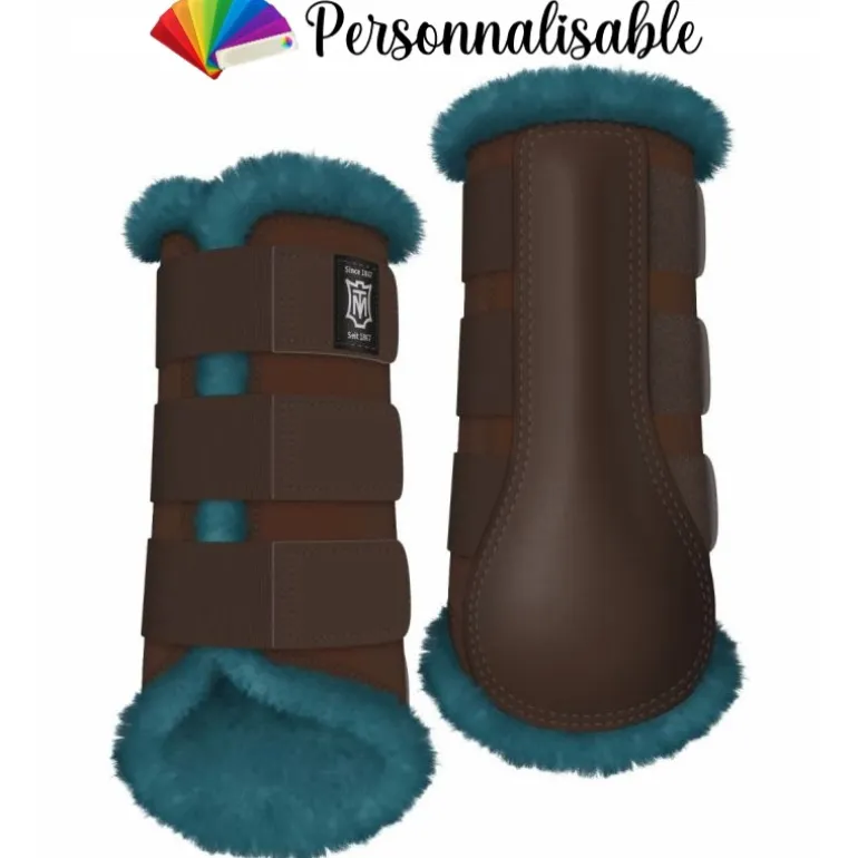 Guêtres de dressage cheval doublées en mouton postérieurs personnalisables - Mattes