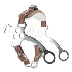 Hackamore cheval gourmette cuir et acier chromé Metalab