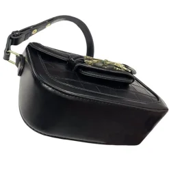 Petit sac à main bandoulière cuir vegan mors doré