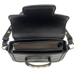 Petit sac à main bandoulière cuir vegan mors doré