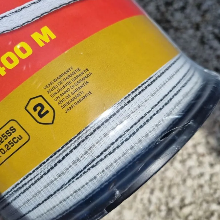 Ruban électroplastique Extreme 12 mm 400 m Blanc/Noir clôture cheval - Speedrite