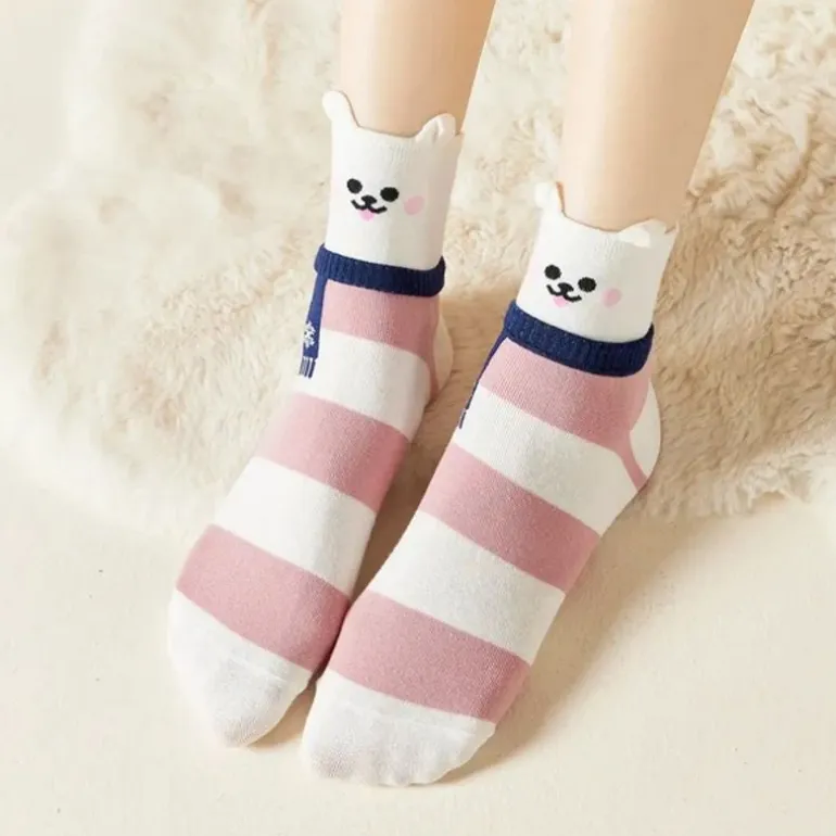 Socquettes blanches animaux écharpe