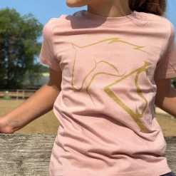 Tee shirt équitation Fille logo or - Kevin Staut Collection